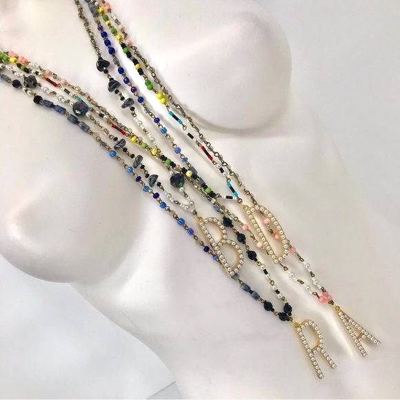 Gold Plated Initial Pendants on Beaded Necklaces - Picture 1 of 14